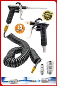 Havalı 15 METRE  Kompresör Spiral Hava Hortumu 8 mm 15 mt Hava Jakı  Hava Tabancası Recor Paket - 2