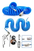 15 METRE  Kompresör Spiral Hava Hortumu 8 mm 15 mt Hava Jakı  Hava Tabancası Recor Paket - 1