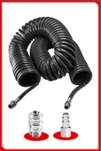 Yüksek Kalite Kompresör Spiral Hava Hortumu 8 mm 15 mt Hava Jakı  Hava Tabancası Recor Seti - 3