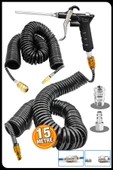 Yüksek Kalite Kompresör Spiral Hava Hortumu 8 mm 15 mt Hava Jakı  Hava Tabancası Recor Seti - 2