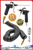 Havalı 15 METRE  Kompresör Spiral Hava Hortumu 8 mm 15 mt Hava Jakı  Hava Tabancası Recor Paket - 1