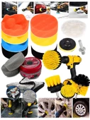 Pro18Pcs 115mm Pasta Cila Polisaj Süngeri,Fırça MikrofiberBez,Pastacila Sünger Matkap Parlatma Seti - 1