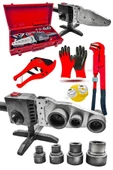 PROXTECH  Çift Residanslı Isı Ayarlı PprcPlastik Boru Kaynak Makinesi MaşalıBoru Anahtarı Teflon Makaslı Set thumbnail 1
