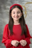 Zarif Simli Kız Çocuk Kırmızı Elbise - 2
