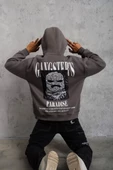 Erkek Paradise Baskılı Kapüşonlu Sweat - Gri thumbnail 1
