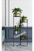 TRENDESK Modern 5 Katlı Metal Siyah Çiçeklik Saksı Standı Saksılık - 1