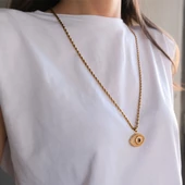 Çelik Kolye - Göz Kolye Altın Kaplama KLY-606 thumbnail 2