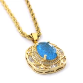 Çelik Kolye - Mavi Taş Kolye Altın Kaplama KLY-607 thumbnail 4