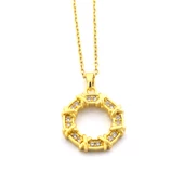 Çelik Kolye - Yuvarlak Kolye Zirkon Taşlı Altın Kaplama KLY-611 thumbnail 1