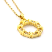 Çelik Kolye - Yuvarlak Kolye Zirkon Taşlı Altın Kaplama KLY-611 thumbnail 4