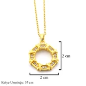 Çelik Kolye - Yuvarlak Kolye Zirkon Taşlı Altın Kaplama KLY-611 thumbnail 3