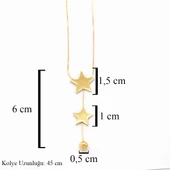 Çelik Yıldız Kolye Altın Kaplama - Kadın Yıldız Kolye KLY-572 thumbnail 3