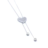 Çelik Kalp Kolye - Kalp Kolye Gümüş Renk KLY-574 thumbnail 4