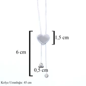 Çelik Kalp Kolye - Kalp Kolye Gümüş Renk KLY-574 thumbnail 3