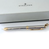 Üçü Bir Arada Mavi Kırmızı Tükenmez Uçlu Kalem Steel Pen Kalem thumbnail 2