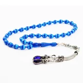 Kazaziye Püsküllü Sarı Mavi Sürmeli Toz Kehribar Efsane Tesbih - 2