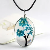 Kolye Kutusunda Gerçek Kurutulmuş Çiçek Tasarım Bayan Kolye - 3