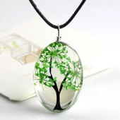 Kolye Kutusunda Gerçek Kurutulmuş Çiçek Tasarım Bayan Kolye - 4