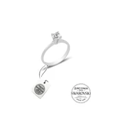 Gümüş Swarovski Tek Taş Yüzük Sertifikalı - 1
