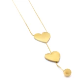 Çelik Kolye - Çelik Kalp Kolye Altın Kaplama KLY-578 thumbnail 4