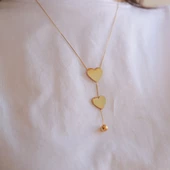 Çelik Kolye - Çelik Kalp Kolye Altın Kaplama KLY-578 thumbnail 2