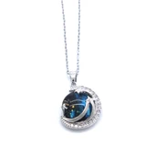 Paslanmaz Çelik Kadın Kolye - Ay Kolye Mavi Taşlı KLY-581 thumbnail 1