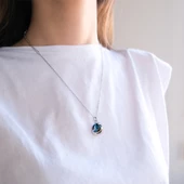 Paslanmaz Çelik Kadın Kolye - Ay Kolye Mavi Taşlı KLY-581 thumbnail 2