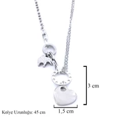 Çelik Kalp Kolye - Paslanmaz Çelik Kadın Kolye KLY-585 thumbnail 3