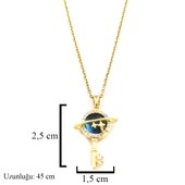 Çelik Kolye - Anahar Kolye Altın Kaplama - Mavi Taşlı Kolye KLY-588 thumbnail 2