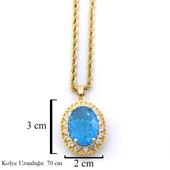 Çelik Kolye - Mavi Taş Kolye Altın Kaplama KLY-604 thumbnail 4