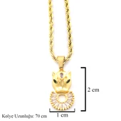 Çelik Kolye - Altın Kaplama Kadın Jaguar Kolye KLY-605 thumbnail 3