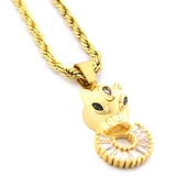 Çelik Kolye - Altın Kaplama Kadın Jaguar Kolye KLY-605 thumbnail 4