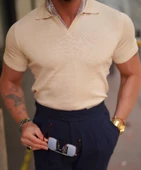 Erkek Patlı Kısa Kollu Polo Yaka Triko T-Shirt - 3