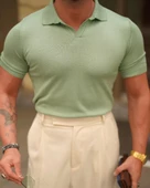 Erkek Patlı Kısa Kollu Polo Yaka Triko T-Shirt - 5