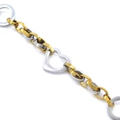 Çift Renkli Kalp Figür Zincir Model Kadın Bileklik BLK-1024 thumbnail 4