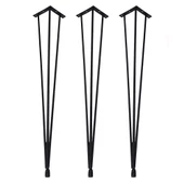 İzmir 3 lü Metal Firkete Ahşap ve Kütük Sehpa Ayağı 48 cm - 1