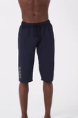 Lacivert Diz Altı Uzun Model Su İtici Özellikli Erkek Plaj Deniz Kapri Şort - DG341-Lacivert thumbnail 4
