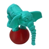 3D Hareketli Oyuncak Sirk Fili Denge Topu Dahil - Turkuaz - 8