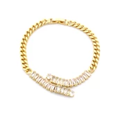 Su Yolu Bileklik Çelik Altın Kaplama Baget Taşlı Zincir Model BLK-1041 thumbnail 2