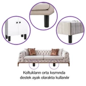 4 Adet Destek Ayağı 9,5-14,5 cm Siyah ve 4 Adet Metal Düz Ayak Tabanı M8 Civatalı İnce Diş Mobilya Kanepe Baza Koltuk Seti - 4