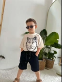 ERKEK ÇOCUK KURT MODELLİ KOT ŞORTLU PAMUK TAKIM thumbnail 4