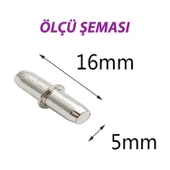 Metal Halkalı Raf Pimi Cam Ahşap Metal Raf Tutucu Çivisi Mobilya Dolap Pimi (100 Adet) - 2