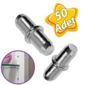 Metal Halkalı Raf Pimi Cam Ahşap Metal Raf Tutucu Çivisi Mobilya Dolap Pimi (50 Adet) - 1