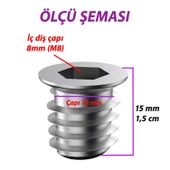 Metal Düz Dişli Dübel Ahşap Dübeli M8 10x15 Diş Çinko Mobilya Bağlantı Ünite Birleştirme (50 ADET) - 2