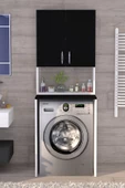 Moonlife Üst Dolaplı Çok Amaçlı Çamaşır Makinesi Dolabı Siyah - 1