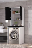 Moonlife Üst Dolaplı Çok Amaçlı Çamaşır Makinesi Dolabı Siyah - 3