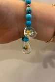 Doğal Taş Bileklik Hand Made El İşi Feng Shui Ejderha Yılı Koruyucu Hayvan Horoz Ve Ejderha Objeli Ve Doğal Turkuaz Taşl - 6