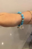 Doğal Taş Bileklik Hand Made El İşi Feng Shui Ejderha Yılı Koruyucu Hayvan Horoz Ve Ejderha Objeli Ve Doğal Turkuaz Taşl - 2