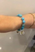 Doğal Taş Bileklik Hand Made El İşi Feng Shui Ejderha Yılı Koruyucu Hayvan Horoz Ve Ejderha Objeli Ve Doğal Turkuaz Taşl - 3
