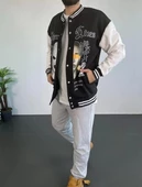 Erkek Oversize Kolej Ceket - Siyah thumbnail 1